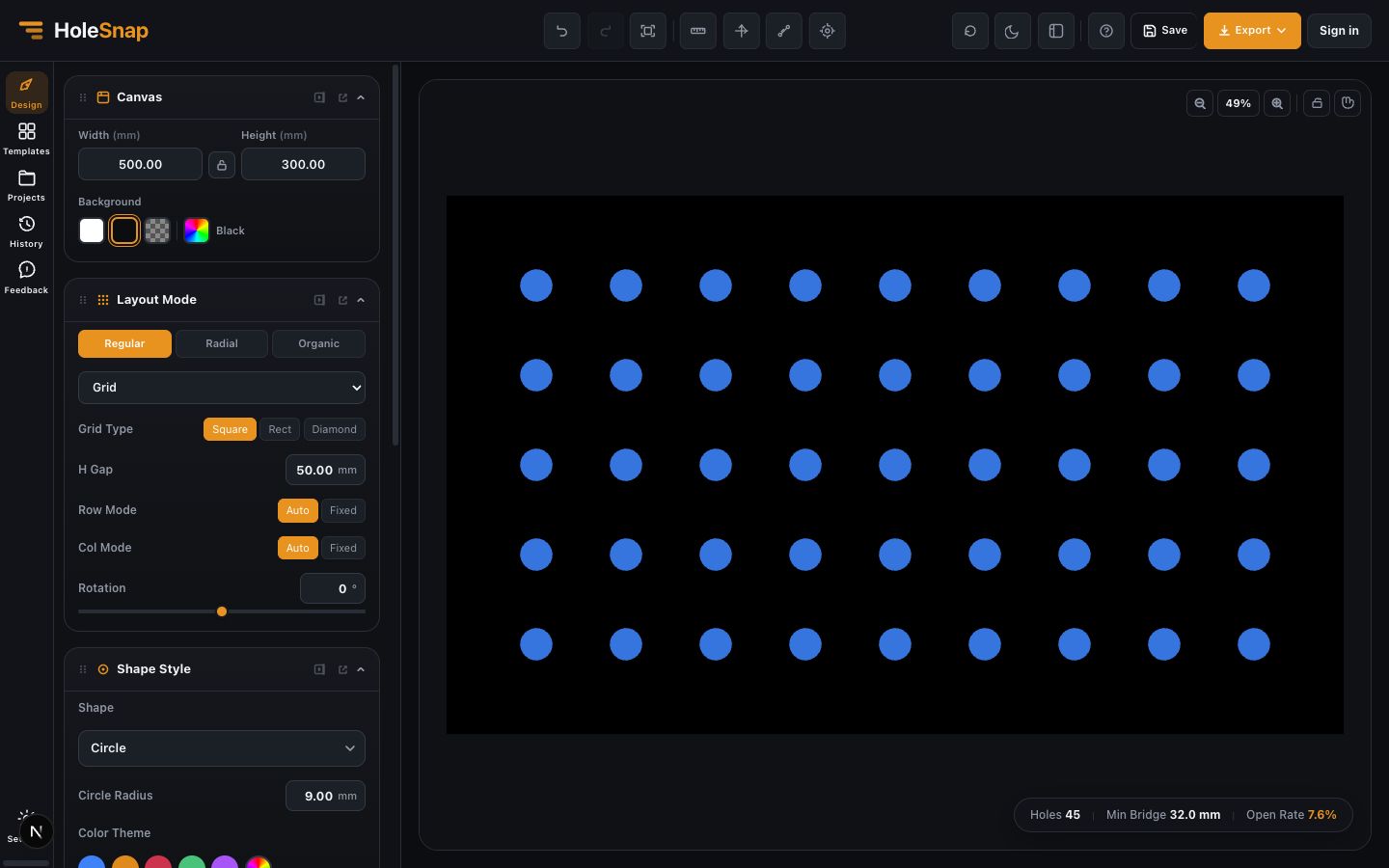 HoleSnap screenshot: Key Editor Terms