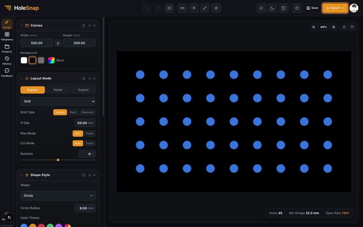 HoleSnap screenshot: Recommended setup