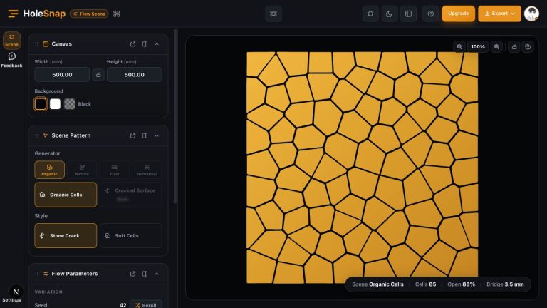 HoleSnap Flow Scene: Create Organic Vector Patterns from a Seed