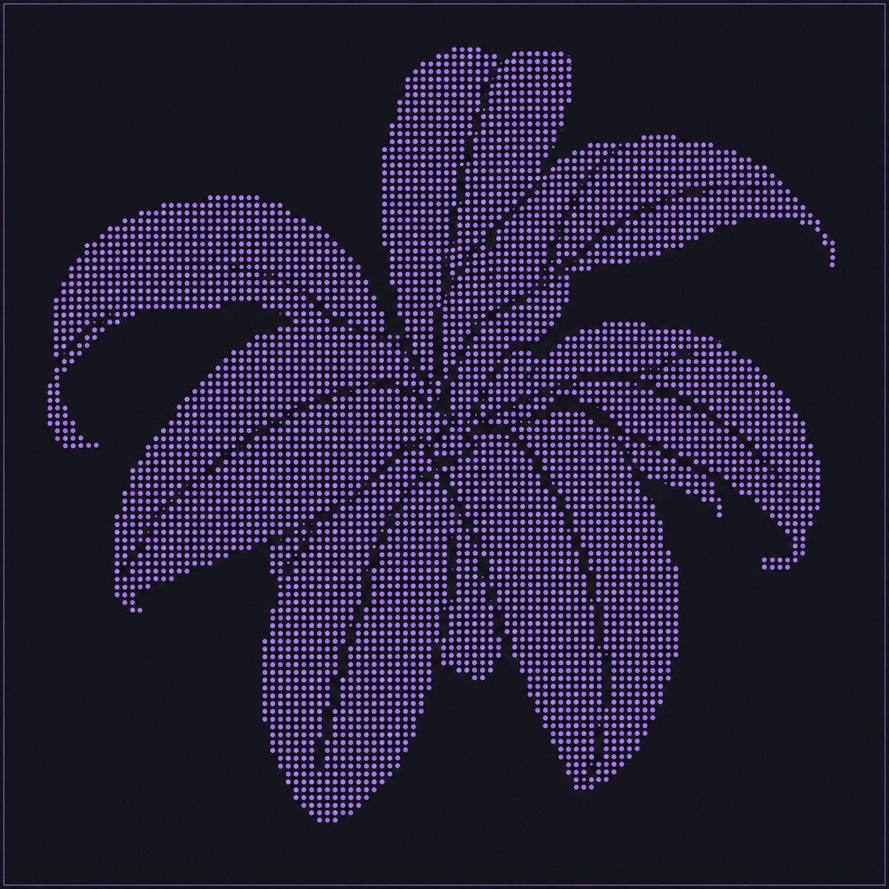 A plant image converted into a purple dot pattern in HoleSnap Pattern